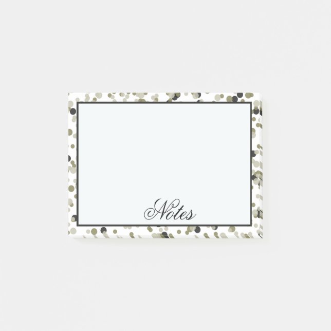 Notas Post-it® Puntos negros del confeti del oro (Anverso)