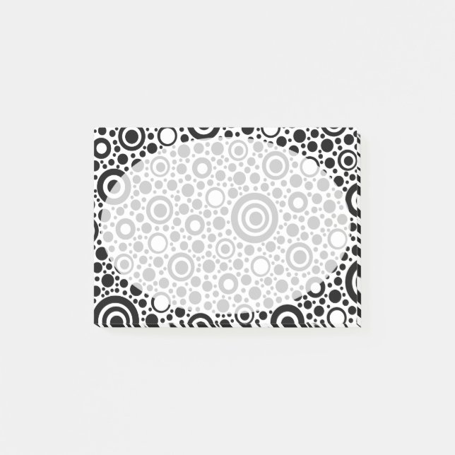 Notas Post-it® Puntos negros y patrón de círculo + tu texto y fon (Anverso)