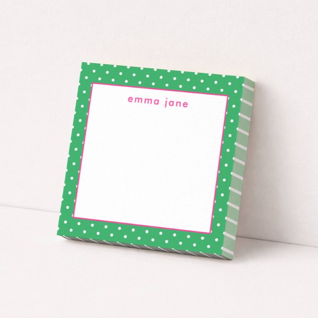 Notas Post-it® Puntos Pequeños Rosa y Verde Personalizados (Subido por el creador)