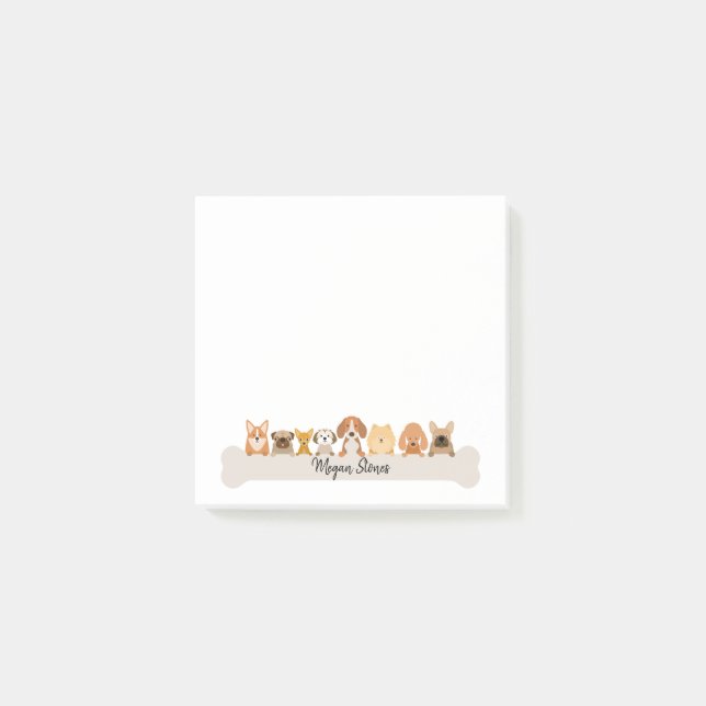 Notas Post-it® Puppy Post It Notes Cute Doggy Notepad (Anverso)