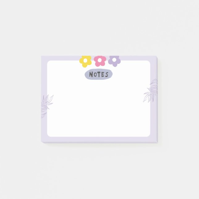 Notas Post-it® Purple flower sticky notes  (Anverso)