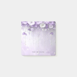 Notas Post-it® Purple Flowers with Dangling Pearls Post it Notes