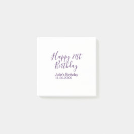 Notas Post-it® Purple happy 21st cumpleaños fecha Keychain