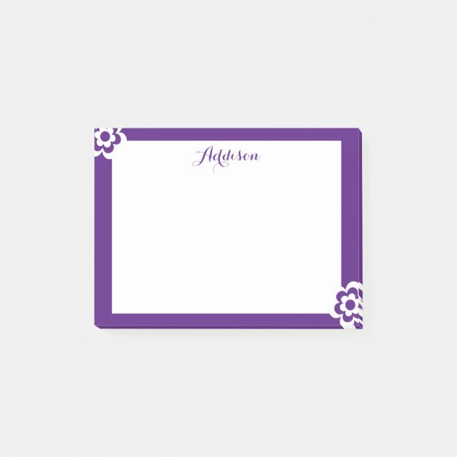 Notas Post-it® Purple Personalized Post-it® Notes White Flower (Anverso)
