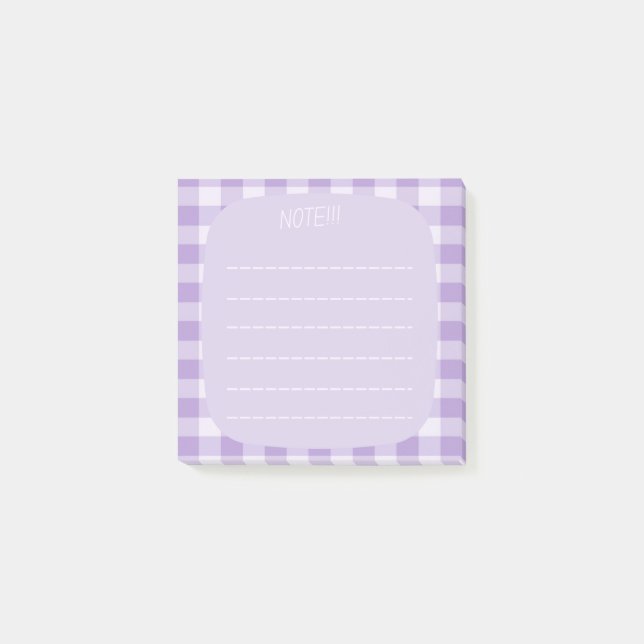 Notas Post-it® Purple Plaid Note Design (Anverso)