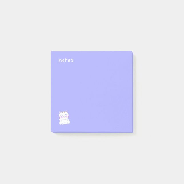 Notas Post-it® Púrpura felino feliz (Anverso)