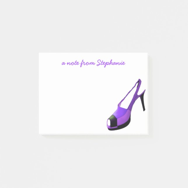Notas Post-it® Púrpura linda del zapato del tacón alto (Anverso)