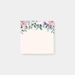 Notas Post-it® Púrpura rosa y acuarela floral verde