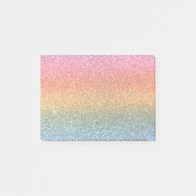 Notas Post-it® purpurina arcoiris brillante (Anverso)