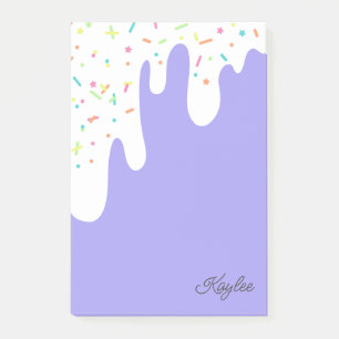 Notas Post-it® Purpurina de Glaseado Blanco sobre Tu Nombre