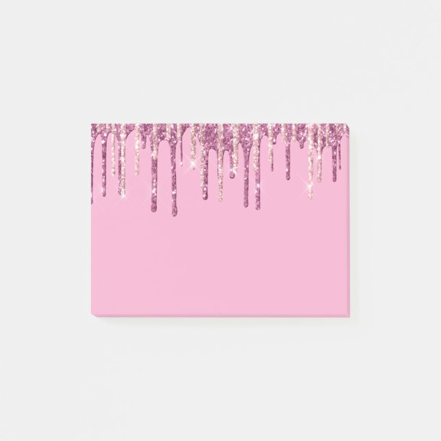 Notas Post-it® Purpurina de helados rosados Rubor con gotas cumpl (Anverso)