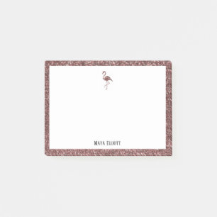 Notas Post-it® Purpurina de oro blanco y Rosa Flamingo, borde con