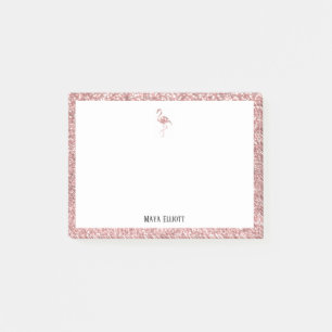 Notas Post-it® Purpurina de oro blanco y Rosa Flamingo, borde con