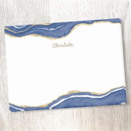 Notas Post-it® Purpurina de oro de la Marina Blue Marble Agate