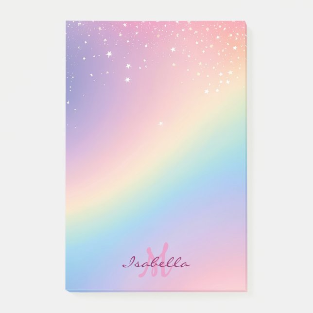 Notas Post-it® Purpurina de unicornio arcoiris (Anverso)