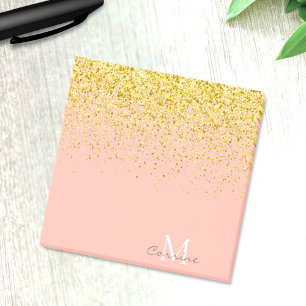 Notas Post-it® Purpurina Metálico Gold Lluvia + Monograma Quartz