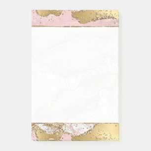 Notas Post-it® Purpurina Oro de Mármol Blanco Rosa