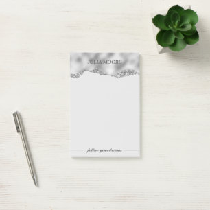 Notas Post-it® Purpurina plateado despojado de papel personalizad