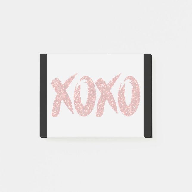 Notas Post-it® Purpurina rojo XOXO | Glam Brushstrot Hug and Kiss (Anverso)