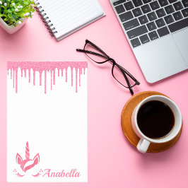 Notas Post-it® Purpurina rosado perfora estrellas de unicornio
