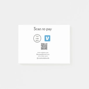 Notas Post-it® Q R código venmo scan para pagar añadir logotipo m