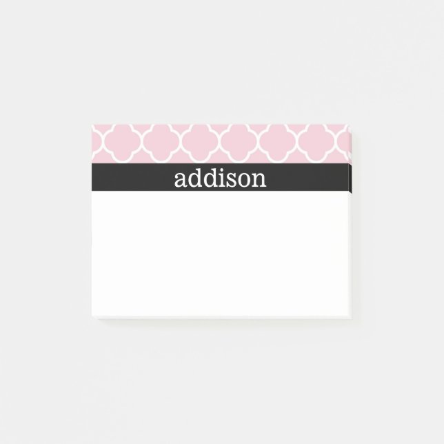 Notas Post-it® Quatrefoil rosado - personalice (Anverso)