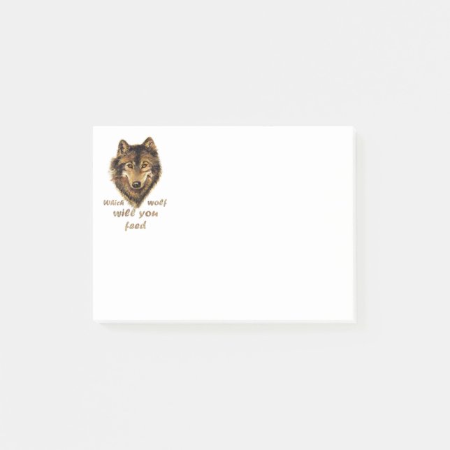 Notas Post-it® "Qué lobo vas a alimentar" Inspirador Wolf Art (Anverso)