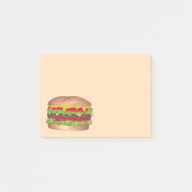 Notas Post-it® Queso hamburguesa hamburguesa Cheeseburger comida  (Anverso)