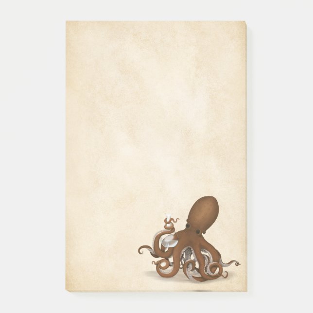 Notas Post-it® Química del pergamino antiguo Octopus Steampunk (Anverso)