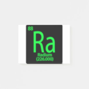 Notas Post-it® Ra Radium brillando en la oscuridad. Se utilizó el