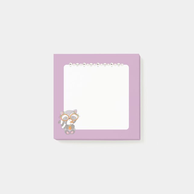 Notas Post-it® Raccoon aletargado (Anverso)