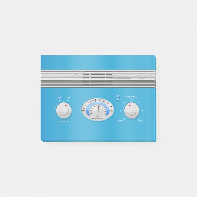 Notas Post-it® Radio Vintage Azul (Anverso)
