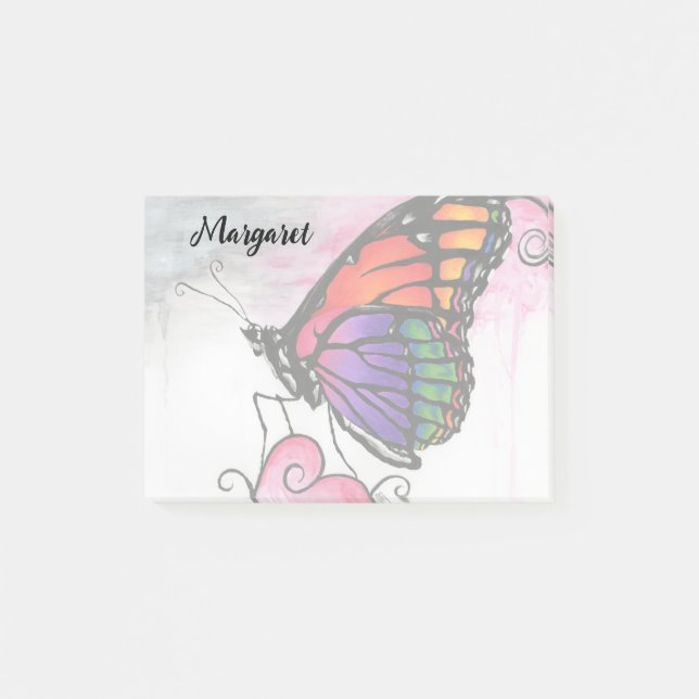 Notas Post-it® Rainbow Monarch Butterfly Original Fantasy Art (Anverso)