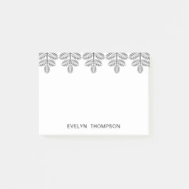 Notas Post-it® Rama Tropical Botánica Elegante de Blanco Negro