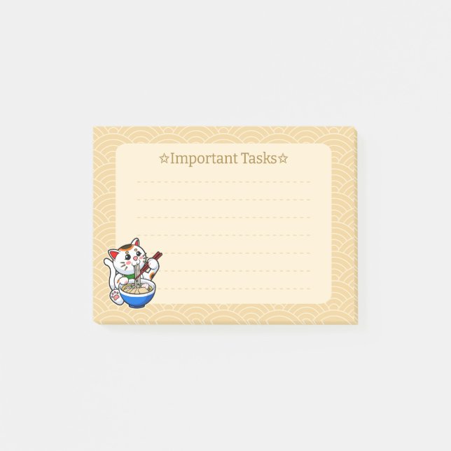 Notas Post-it® Ramen de gato afortunado (Anverso)