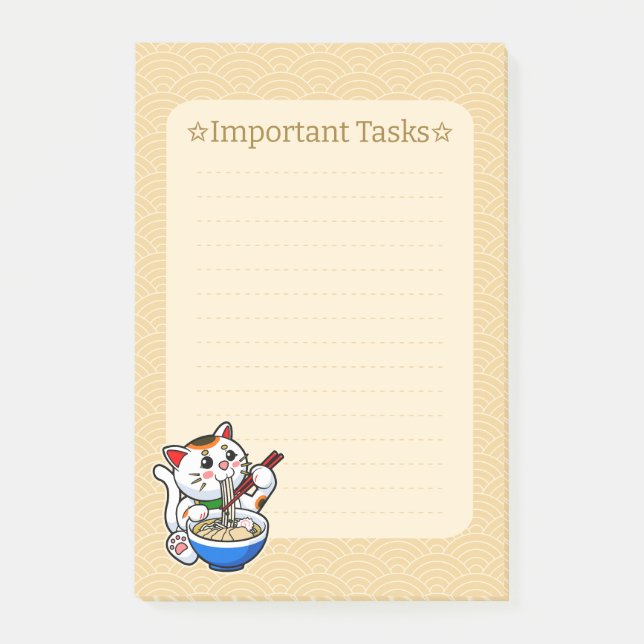 Notas Post-it® Ramen del Gato Afortunado (Anverso)