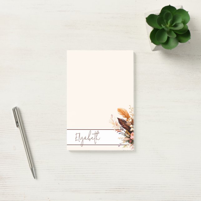 Notas Post-it® Ramo boho tonos terrosos personalizado (Oficina)
