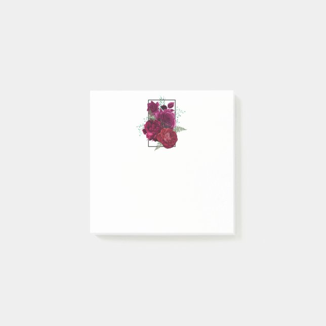 Notas Post-it® Ramo floral de rosa magenta elegante (Anverso)