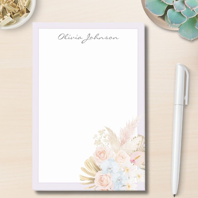 Notas Post-it® Ramo Floral Tropical Bonito Con Monograma (Subido por el creador)