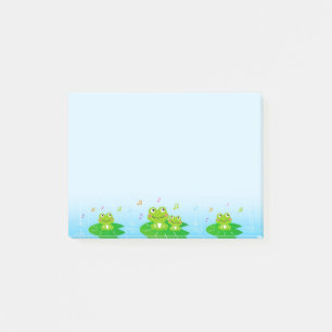 Notas Post-it® Ranas Pequeñas y Lindas sobre Azul Claro