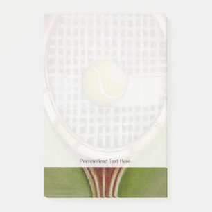 Notas Post-it® Raqueta de tenis con bola en la corte