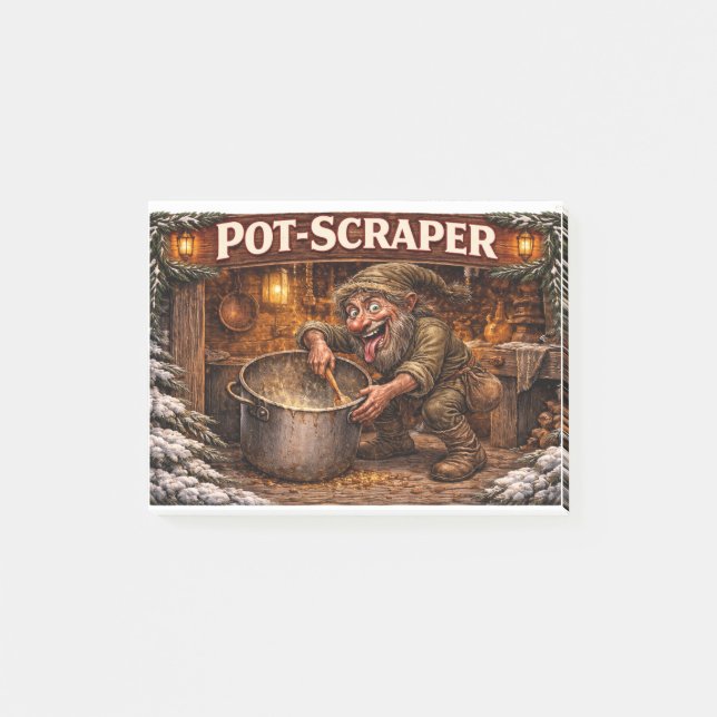 Notas Post-it® Raspador de Olla Duende de Yule Islandés (Anverso)