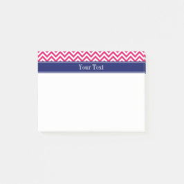 Notas Post-it® Raspberry SLg Nombre de la Marina de Chevron Monog