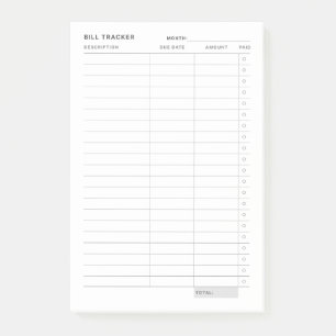 Notas Post-it® Rastreador de gastos