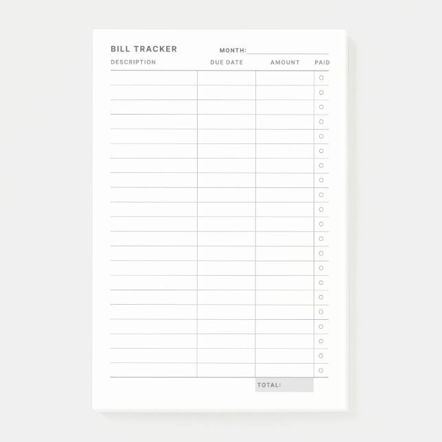 Notas Post-it® Rastreador de gastos (Anverso)