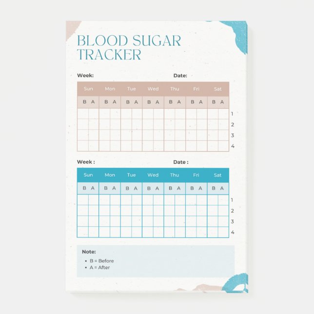 Notas Post-it® Rastreador semanal de azúcar en sangre (Anverso)