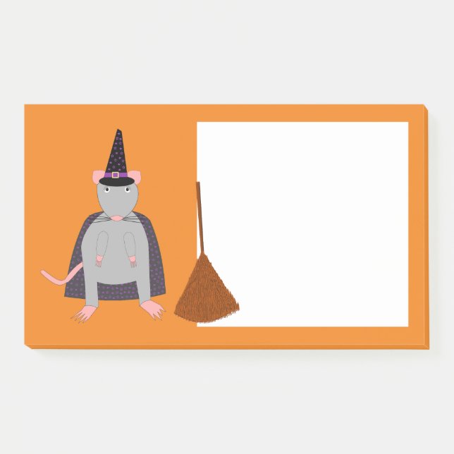 Notas Post-it® Rata de bruja de Halloween y sala (Anverso)