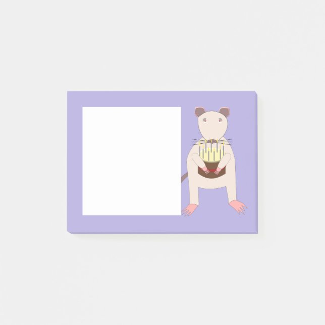 Notas Post-it® Rata siamesa con pastel de cumpleaños (Anverso)