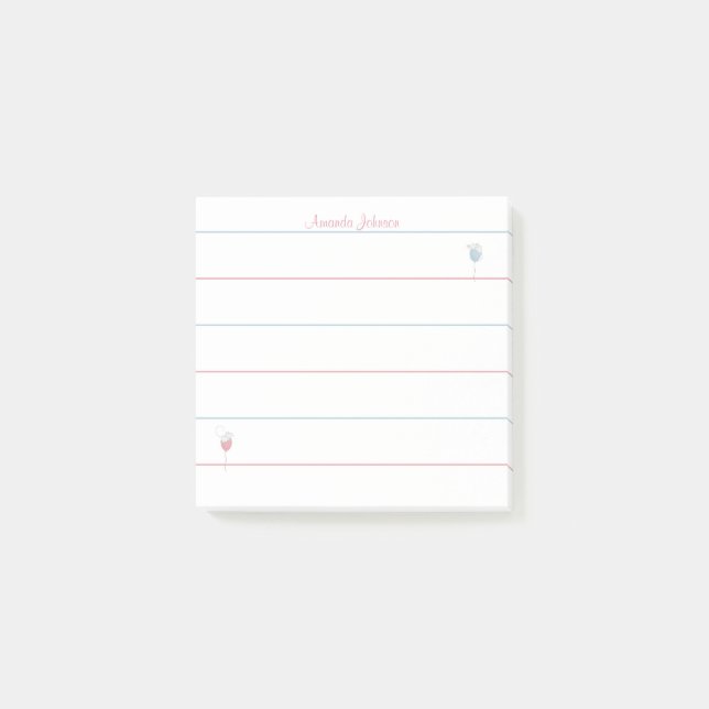 Notas Post-it® Ratón flotante personalizado en globo (Anverso)