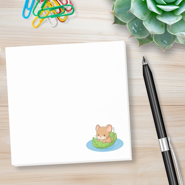 Notas Post-it® Ratón Lindo en un Barco de Hoja (Subido por el creador)